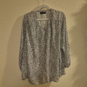 Lane Bryant Black and White Leopard Print Blouse